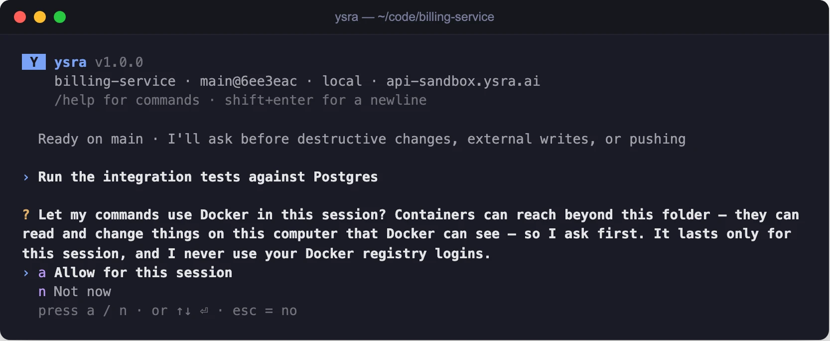 The question before commands may use Docker